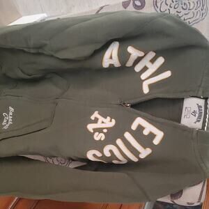 Oakland A's Banner 47 Green Solid Full Zip Hoodie Size S
